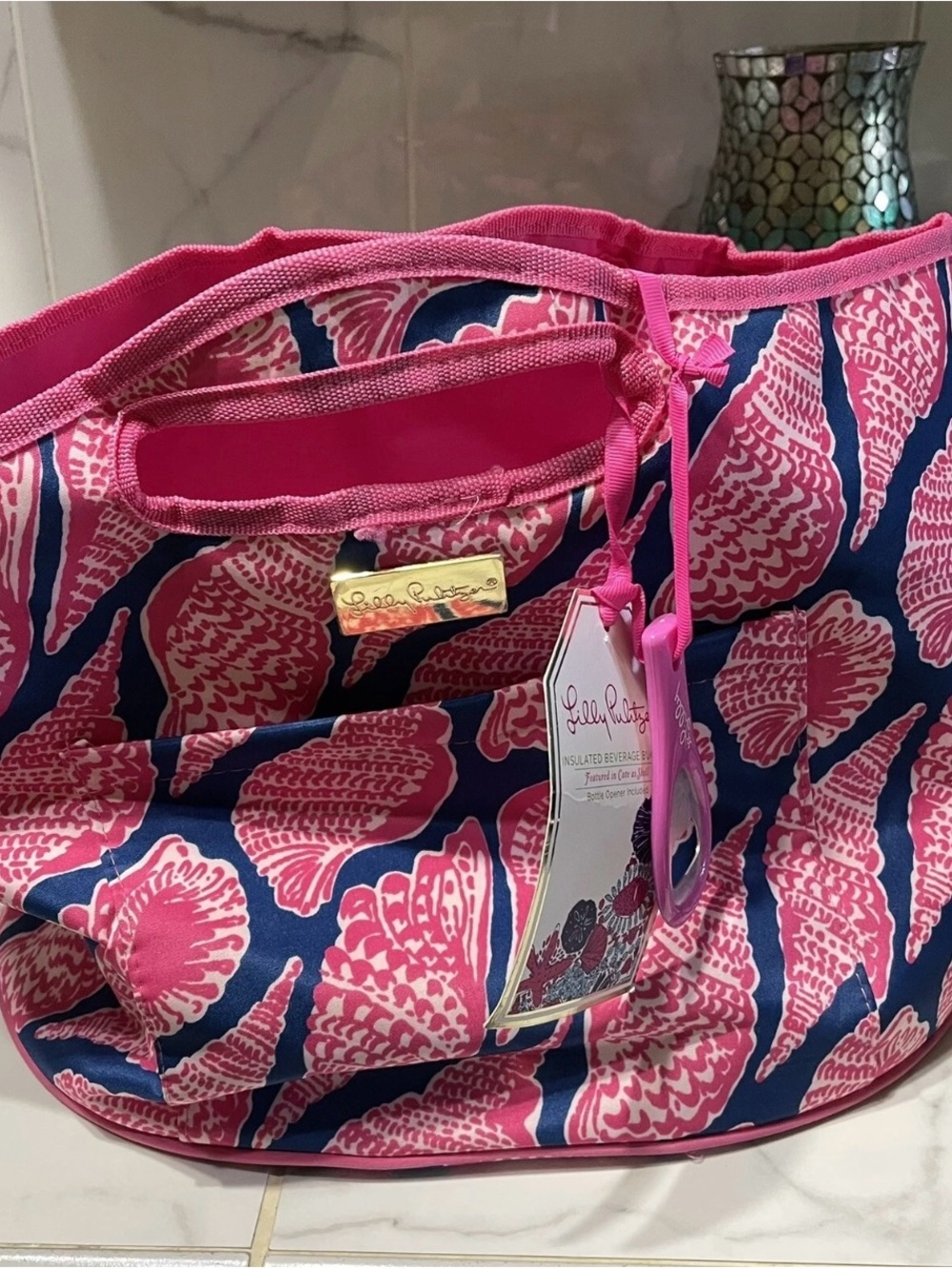 Lilly Pulitzer Pink & Navy Shell-Print Tote